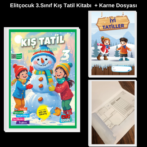 Elitçocuk 3.Sınıf Kış Tatil Kitabı + Karne Dosyası