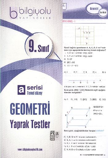 Bilgiyolu 9. Sınıf Geometri Yaprak Testler A Serisi %17 indirimli Komi