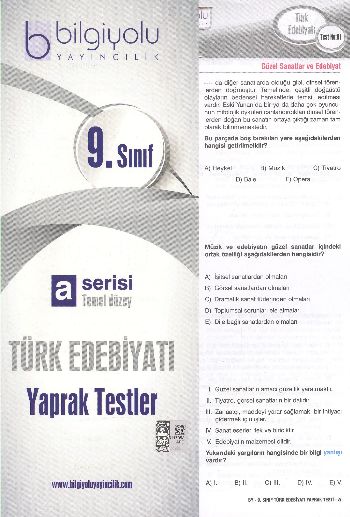 Bilgiyolu 9. Sınıf Türk Edebiyatı Yaprak Testler A Serisi