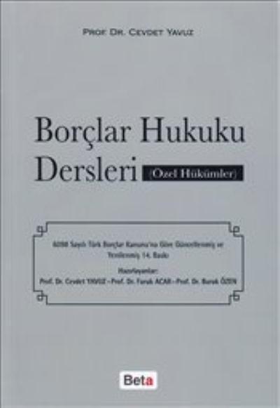 Borçlar Hukuku Dersleri (Özel Hükümler) Cevdet Yavuz