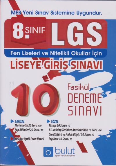 Bulut 8. Sınıf LGS Tüm Dersler 10 Fasikül Deneme Sınavı Bulut Eğitim V