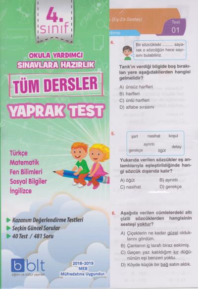 Bulut Eğitim 4. Sınıf Tüm Dersler Yaprak Test