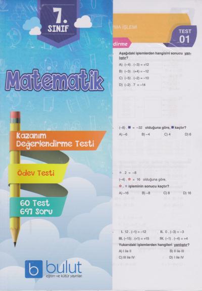 Bulut Eğitim 7. Sınıf Matematik Yaprak Test