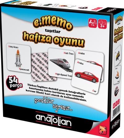 E. Memo Taşıtlar Hafıza Oyunu 54 Parça +3 Yaş Anatolian Kolektif