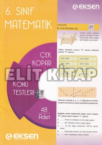 Eksen Yayıncılık 6.Sınıf Matematik Çek Kopar Yaprak Testleri Kolektif