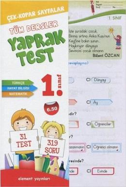 Element 1. Sınıf Tüm Dersler Yaprak Test