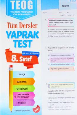 Element 8. Sınıf Tüm Dersler Yaprak Test