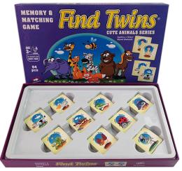Find Twins Sevimli Hayvanlar Serisi Hafıza ve Eşleştirme Oyunu 54 Parça