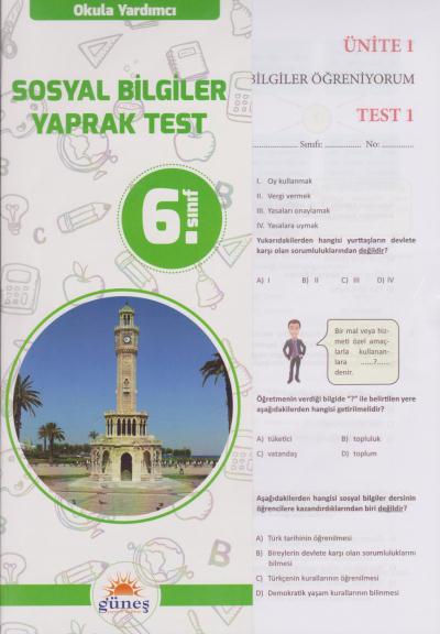 Güneş Yayın Dağıtım 6. Sınıf Sosyal Bilgiler Yaprak Test