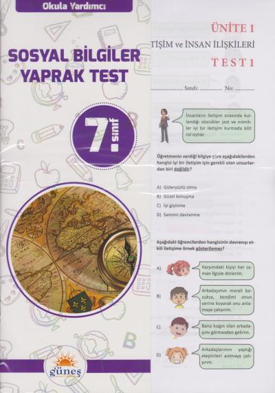 Güneş Yayın dağıtım 7.Sınıf Sosyal Bilgiler Yaprak Test