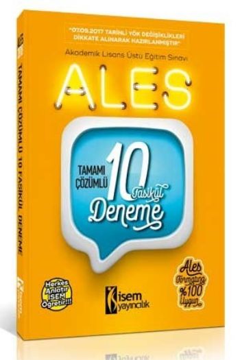 İsem 2018 ALES Tamamı Çözümlü 10 Fasikül Deneme Kolektif