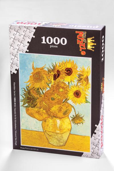 Klasikler Serisi -Bir Vazoda On İki Günebakan  Vincent Van Gogh 1000 Parça Puzzle