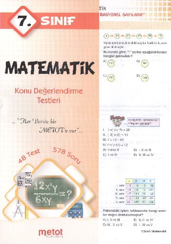 Metot 7. Sınıf Matematik Konu Değerlendirme Testleri Komisyon