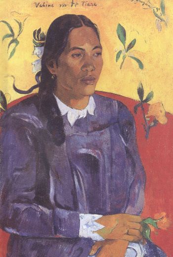 Paul Gaugin : Woman With a Flower Büyük Boy %17 indirimli Komisyon