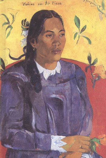 Paul Gauguin : Woman With a Flower Orta Boy