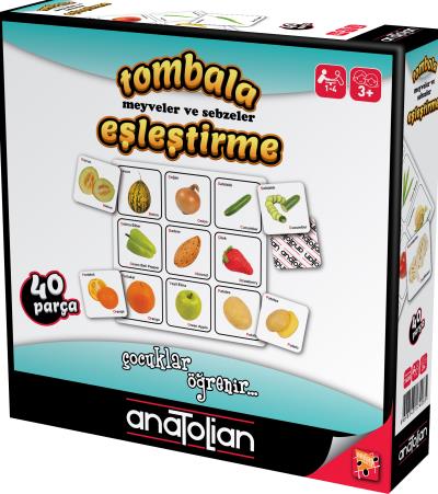 Tombala Meyveler ve Sebzeler Eşleştirme 40 Parça +3 Yaş Anatolian Kole