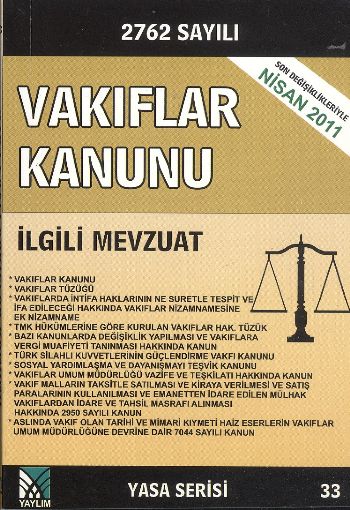 Yasa Serisi-33: Vakıflar Kanunu ve İlgili Mevzuat %17 indirimli Kolekt